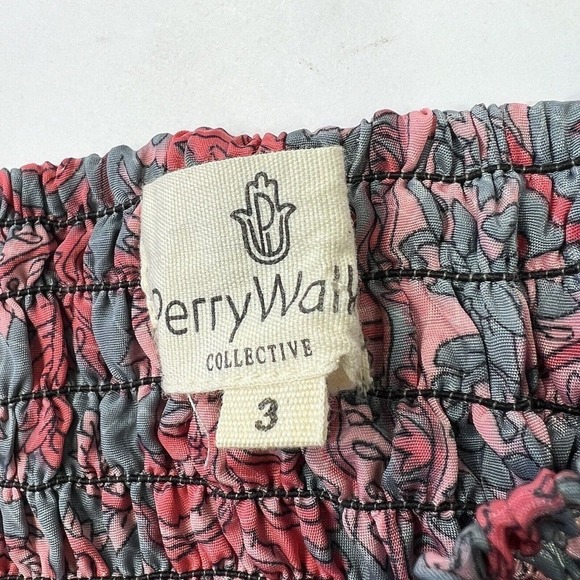 Perry Walker Smocked Tiered Silk Mini Skirt Size M 3 Julia Gray Pink - Picture 6 of 9